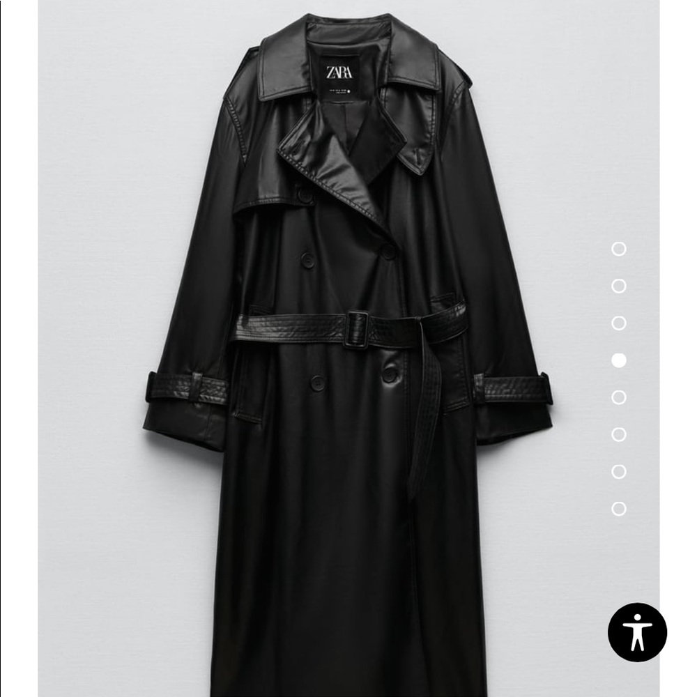 Zara Faux leather longline trench coat